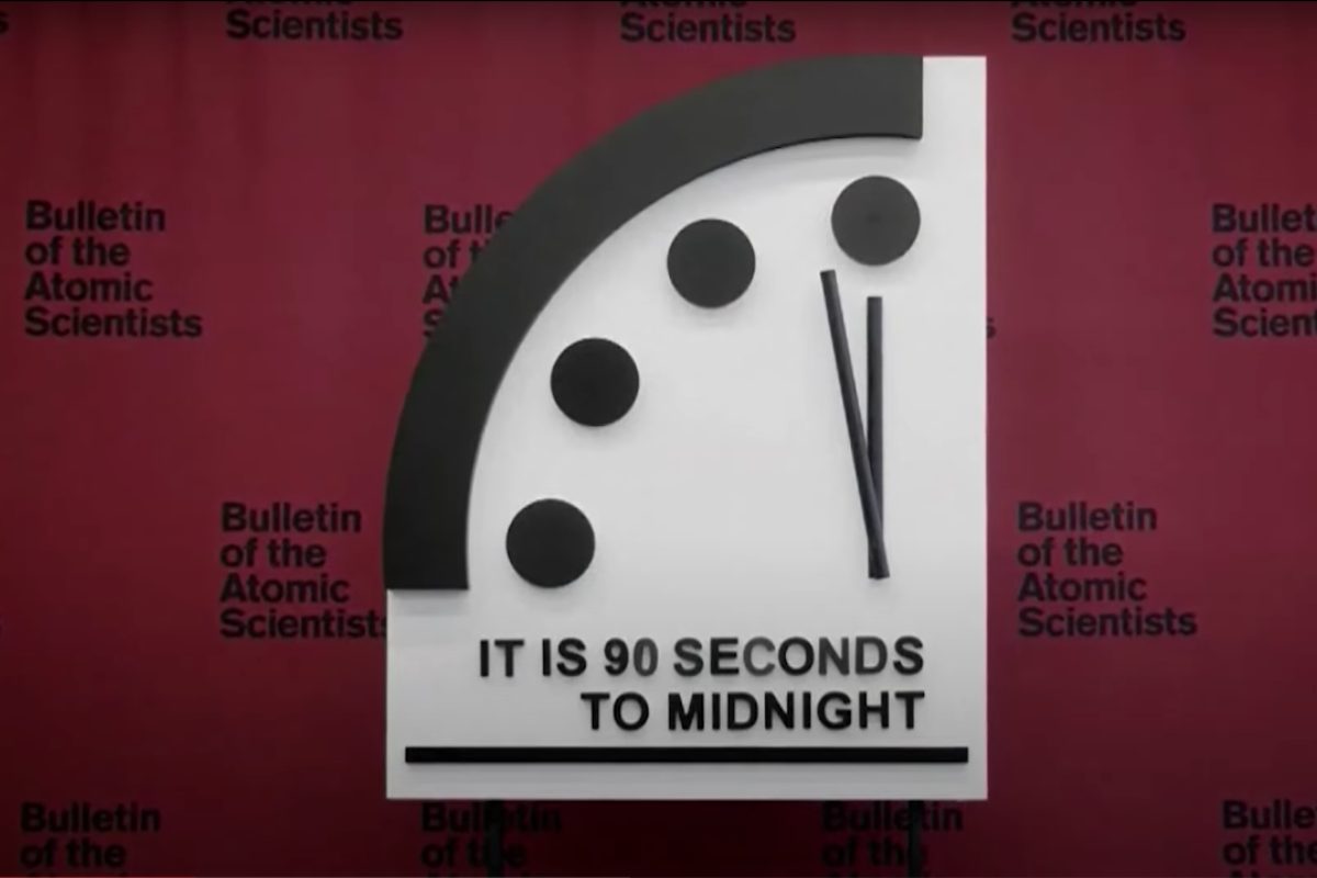 L'Orologio dell'apocalisse segna 90 secondi alla mezzanotte.